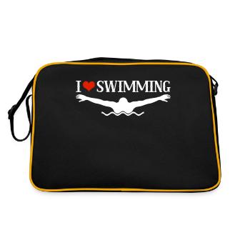 Schimmer Schwimmen I Love Swimming - Retro Tasche - Schwarz/Gold - Hinten