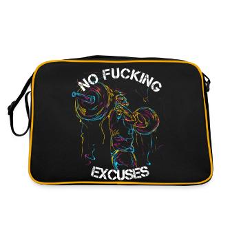 NO FUCKING EXCUSES Gym Trainig Bodybuilding - Retro Tasche - Schwarz/Gold - Hinten