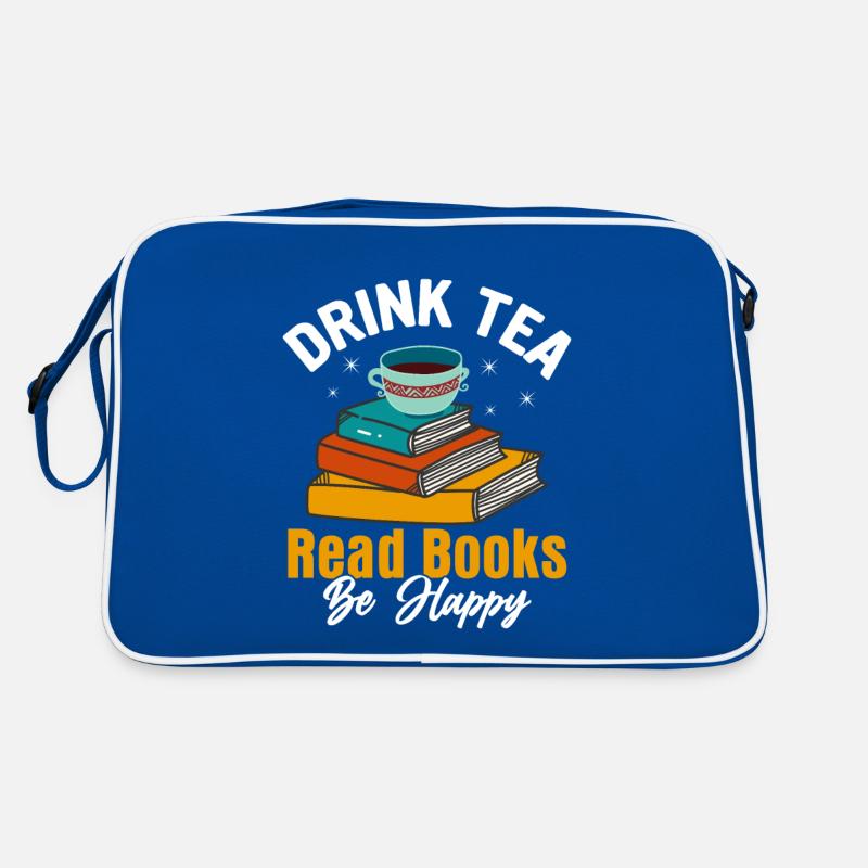 Drink Tea Read Books Be Happy Reading Book Lover Retro Tasche