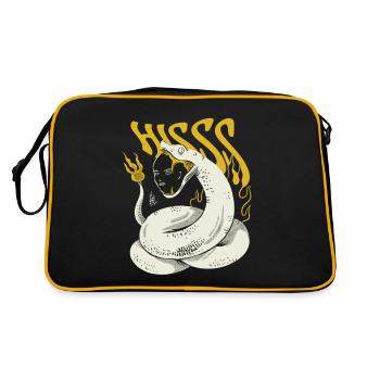 Creepy Schlange Frau Gesicht Creepy Schlange Frau - Retro Tasche - Schwarz/Gold - Hinten