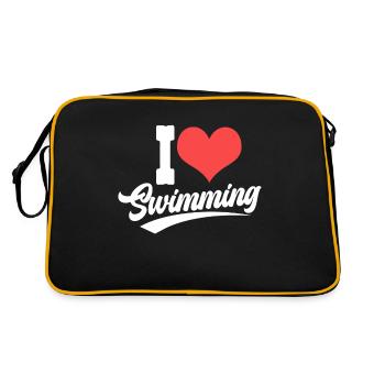 Schimmer Schwimmen I Love Swimming - Retro Tasche - Schwarz/Gold - Hinten