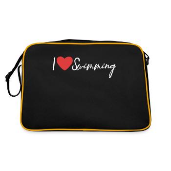 Schimmer Schwimmen I Love Swimming - Retro Tasche - Schwarz/Gold - Hinten