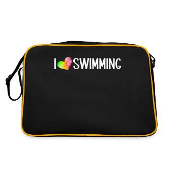 Schimmer Schwimmen I Love Swimming - Retro Tasche - Schwarz/Gold - Hinten