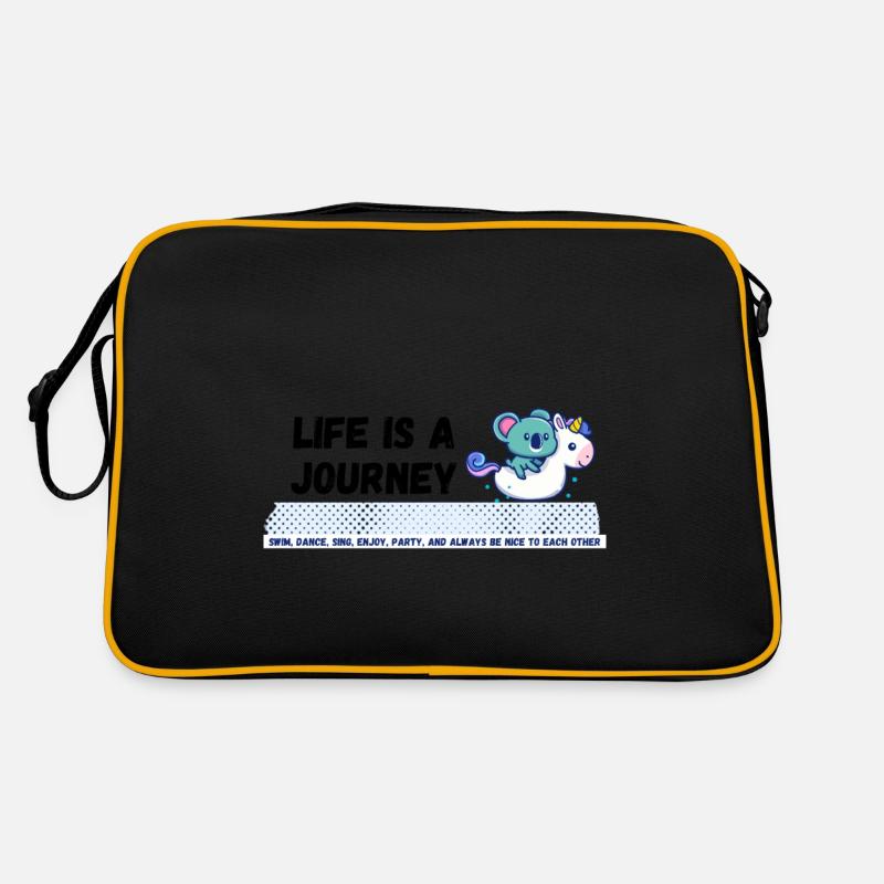Das Leben Ist Eine Reise - Retro Tasche - Schwarz/Gold