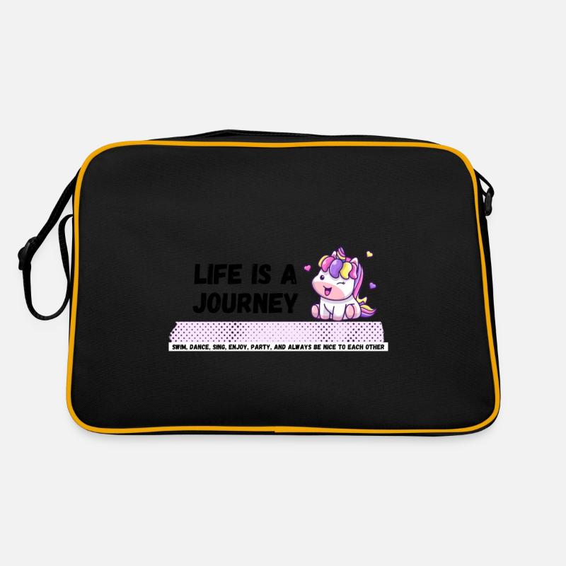 Das Leben Ist Eine Reise - Retro Tasche - Schwarz/Gold