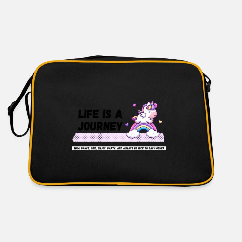 Das Leben Ist Eine Reise - Retro Tasche - Schwarz/Gold