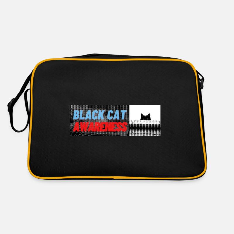 Bewusstsein Der Schwarzen Katzen Erstaunlich Und - Retro Tasche - Schwarz/Gold