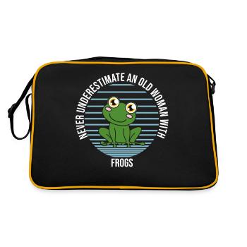 Frog Never Underestimate An Old Woman With Frogs - Retro Bag - black/gold - Back