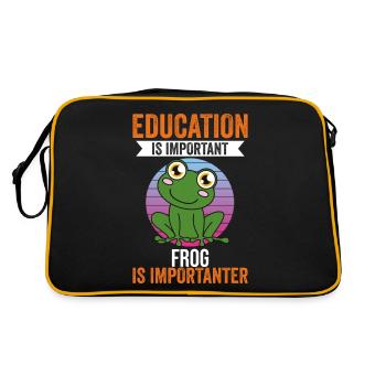 Frog Education Is Important Frog Is More Important - Retro Bag - black/gold - Back