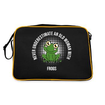 Frog Never Underestimate An Old Woman With Frogs - Retro Bag - black/gold - Back
