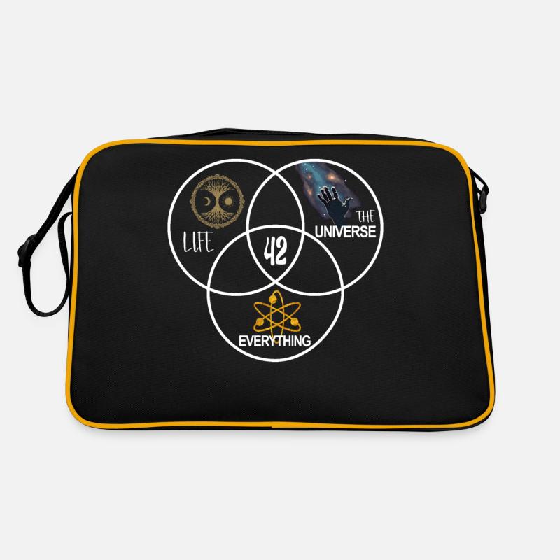 Life Universe Everything 42 Réponse - Sac Retro - noir/or