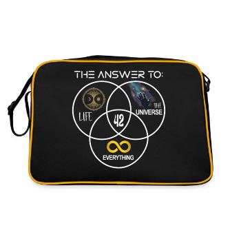 Life Universe Everything 42 Antwort - Retro Tasche - Schwarz/Gold - Hinten