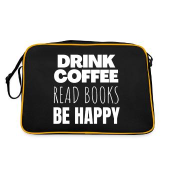 Boire du café lire des livres être heureux - Sac Retro - noir/or - Dos