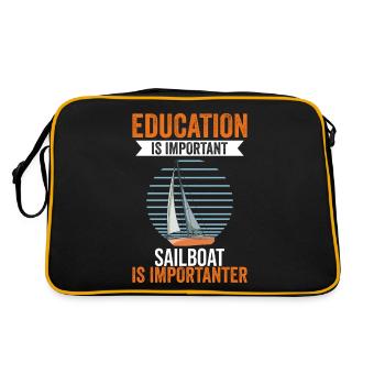 Education Is Important Sailboat Is More Important - Retro Tasche - Schwarz/Gold - Hinten
