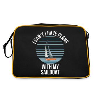 Sailboat I Can't I Have Plans With My Sailboat - Retro Tasche - Schwarz/Gold - Hinten