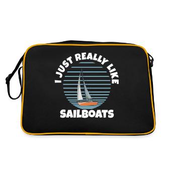 Sailboat I Just Really Like Sailboats - Retro Tasche - Schwarz/Gold - Hinten