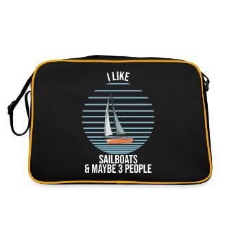 Sailboat I Like Sailboats And Maybe 3 People - Retro Tasche - Schwarz/Gold - Hinten