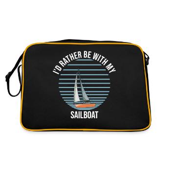 Sailboat I'd Rather Be With My Sailboat - Retro Tasche - Schwarz/Gold - Hinten