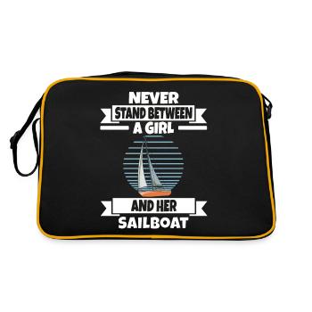 Never Stand Between A Girl And Her Sailboat - Retro Tasche - Schwarz/Gold - Hinten