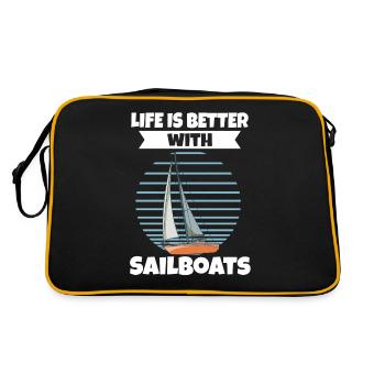 Sailboat Life Is Better With Sailboats - Retro Tasche - Schwarz/Gold - Hinten