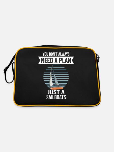 Sailboats You Don't Need Always A Plan Just A - Retro Tasche - Schwarz/Gold - Hinten