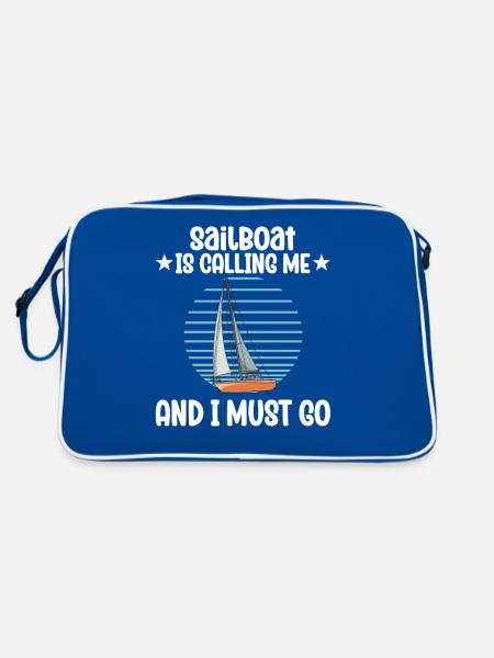 Sailboat Sailboat Is Calling Me And I Must Go - Retro Tasche - Blau/Weiß - Hinten