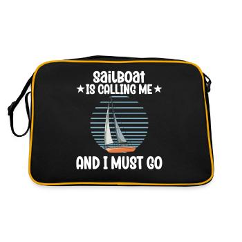 Sailboat Sailboat Is Calling Me And I Must Go - Retro Tasche - Schwarz/Gold - Hinten