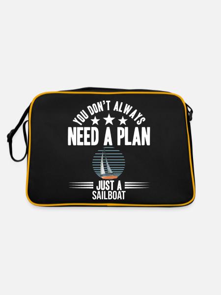 You Don't Need Always A Plan Just A Sailboat - Retro Tasche - Schwarz/Gold - Hinten