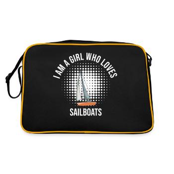 Sailboat I Am A Girl Who Loves Sailboats - Retro Tasche - Schwarz/Gold - Hinten