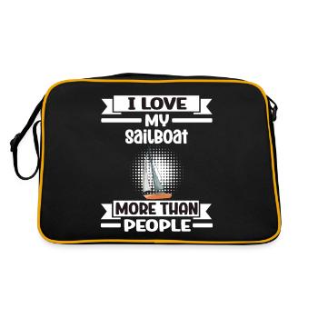 Sailboat I Love My Sailboat More Than People - Retro Tasche - Schwarz/Gold - Hinten