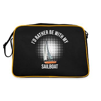 Sailboat I'd Rather Be With My Sailboat - Retro Tasche - Schwarz/Gold - Hinten