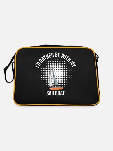 Sailboat I'd Rather Be With My Sailboat - Retro Tasche - Schwarz/Gold - Hinten