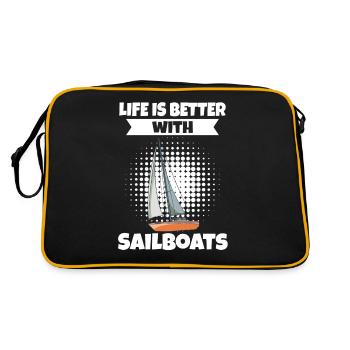 Sailboat Life Is Better With Sailboats - Retro Tasche - Schwarz/Gold - Hinten