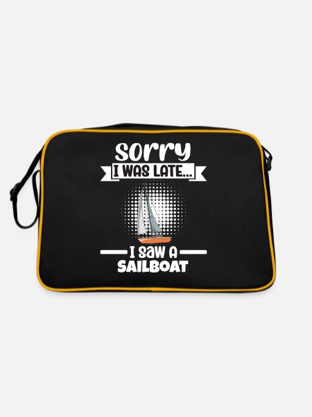 Sailboat Sorry I Was Late I Saw A Sailboat - Retro Tasche - Schwarz/Gold - Hinten