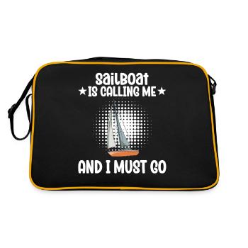 Sailboat Sailboat Is Calling Me And I Must Go - Retro Tasche - Schwarz/Gold - Hinten