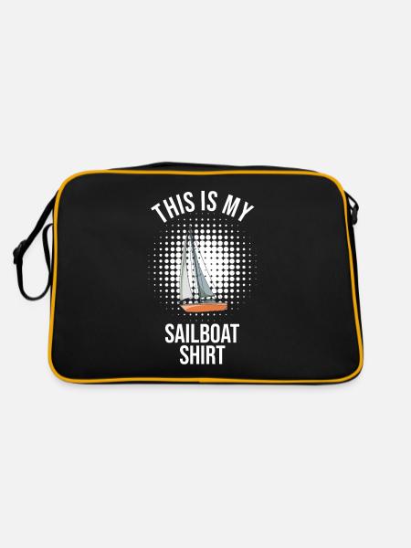 Sailboat This Is My Sailboat Shirt - Retro Tasche - Schwarz/Gold - Hinten