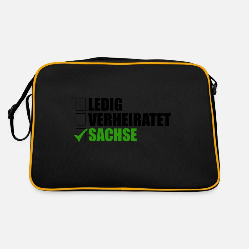 Sachse Ledig Verheiratet - Retro Tasche - Schwarz/Gold