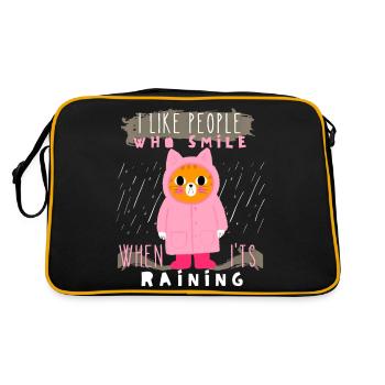Chat sous la pluie, imperméable, bottes en caoutchouc, dire - Sac Retro - noir/or - Dos