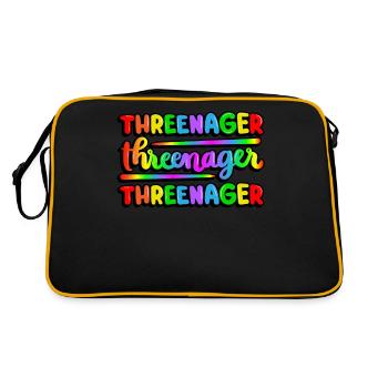 Threenager Kid 3. Geburtstag Regenbogen Spektrum - Retro Tasche - Schwarz/Gold - Hinten