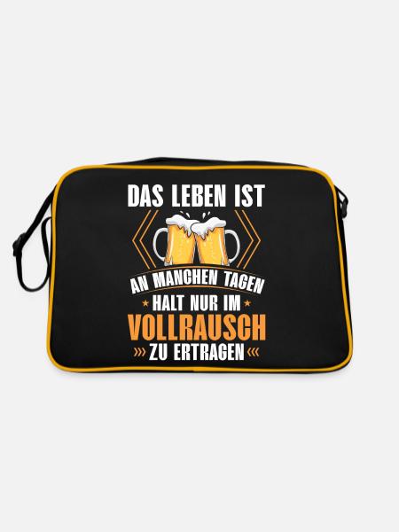 Das Leben Ist An Manchen Tagen Halt Nur Im - Retro Tasche - Schwarz/Gold - Hinten