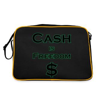 Cash is FREEDOM $ - black with green border - Retro Bag - black/gold - Back