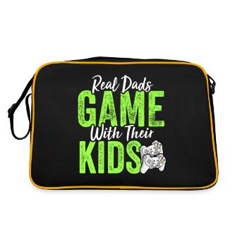 Funny Gamer Dad Son Daughter Tee - Video Gaming - Retro Bag - black/gold - Back