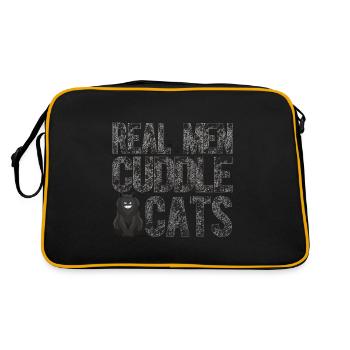 Real Men Cuddle Cats Funny Retro Cat Chaton amoureux - Sac Retro - noir/or - Dos