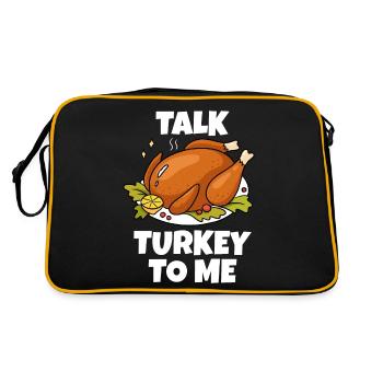 Thanksgiving Geschenke für Gastgeberin Funny Talk Türkei - Retro Tasche - Schwarz/Gold - Hinten