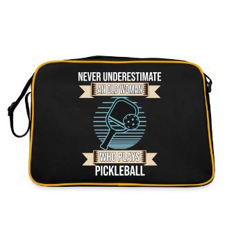 Old Woman Who Plays Pickleball - Retro Tasche - Schwarz/Gold - Hinten