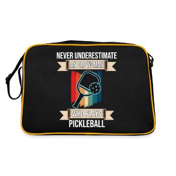 Old Woman Who Plays Pickleball - Retro Tasche - Schwarz/Gold - Hinten