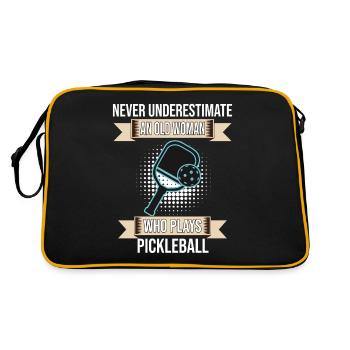 Old Woman Who Plays Pickleball - Retro Tasche - Schwarz/Gold - Hinten