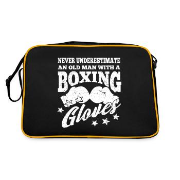Never Underestimate An Old Man With Boxing Gloves - Retro Tasche - Schwarz/Gold - Hinten