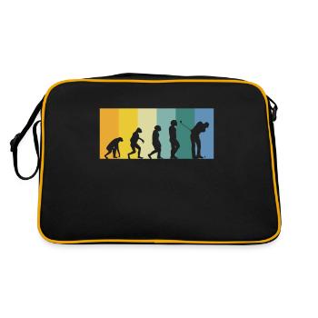 Evolution Golfer - golfen retro vintage Farben - Retro Tasche - Schwarz/Gold - Hinten