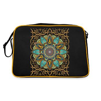 Mandala Design, 3D Mandala, Vintage Arabesque - Retro Bag - black/gold - Back